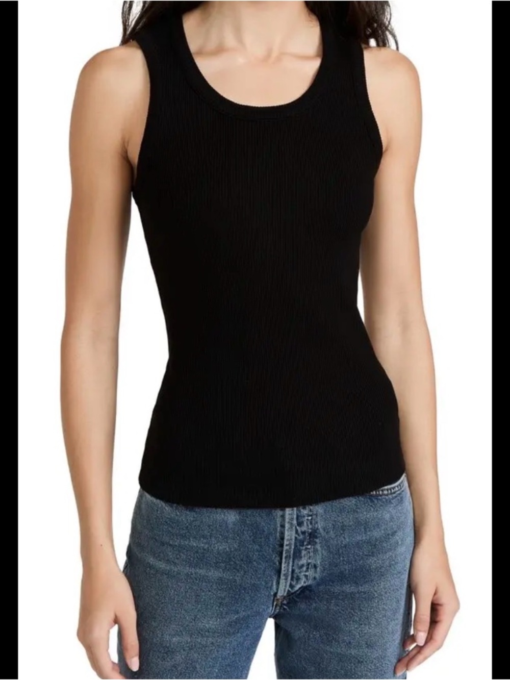 Agolde Black Ribbed Tank Top